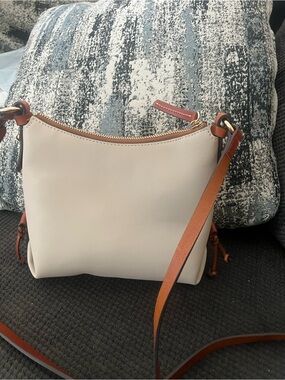 Neutral Cream Crossbody with Tan Leather Strap